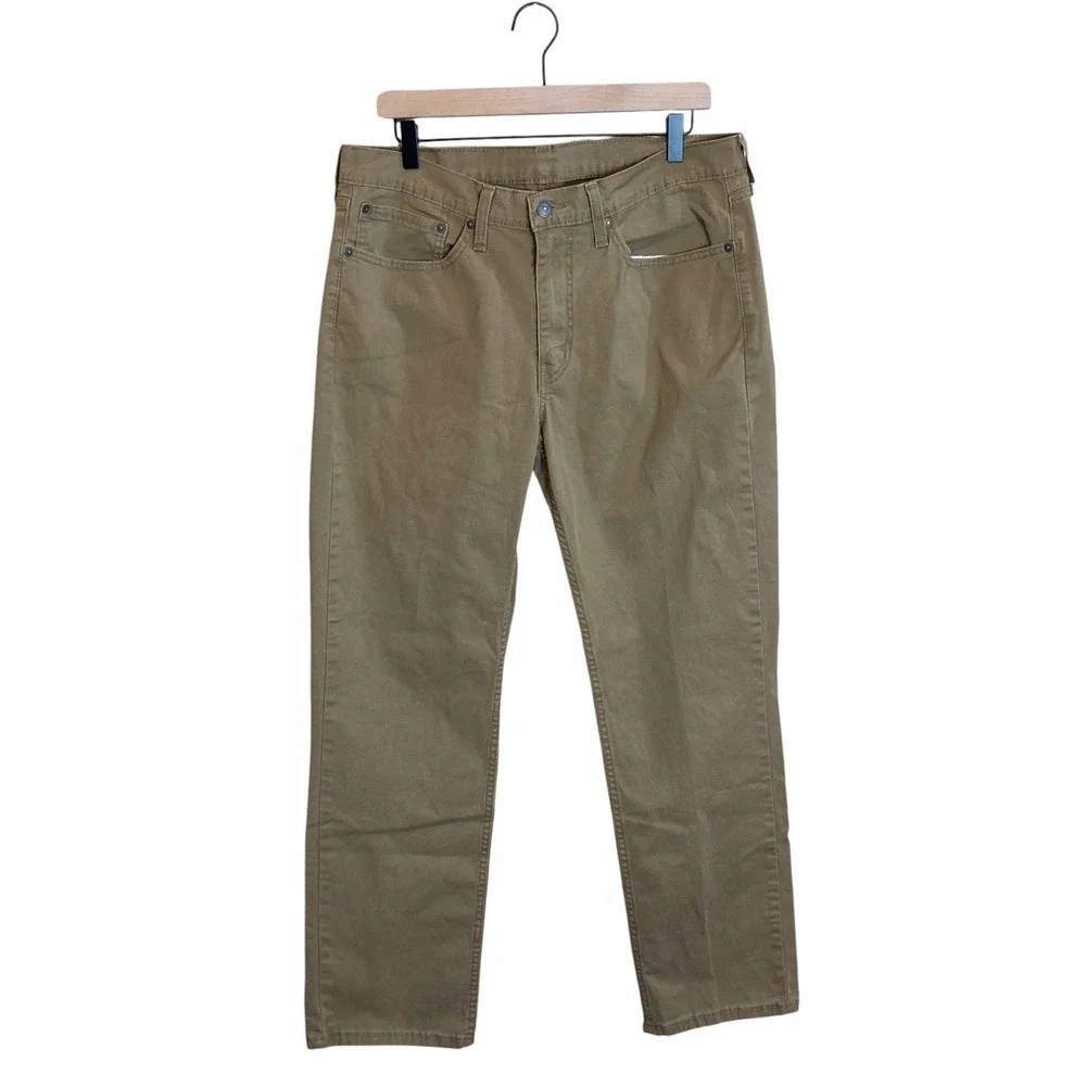 LEVI Jeans 514 Men 34x32 (Fits 34x31) Tan Khaki Stretch Straight Fit Cowboy